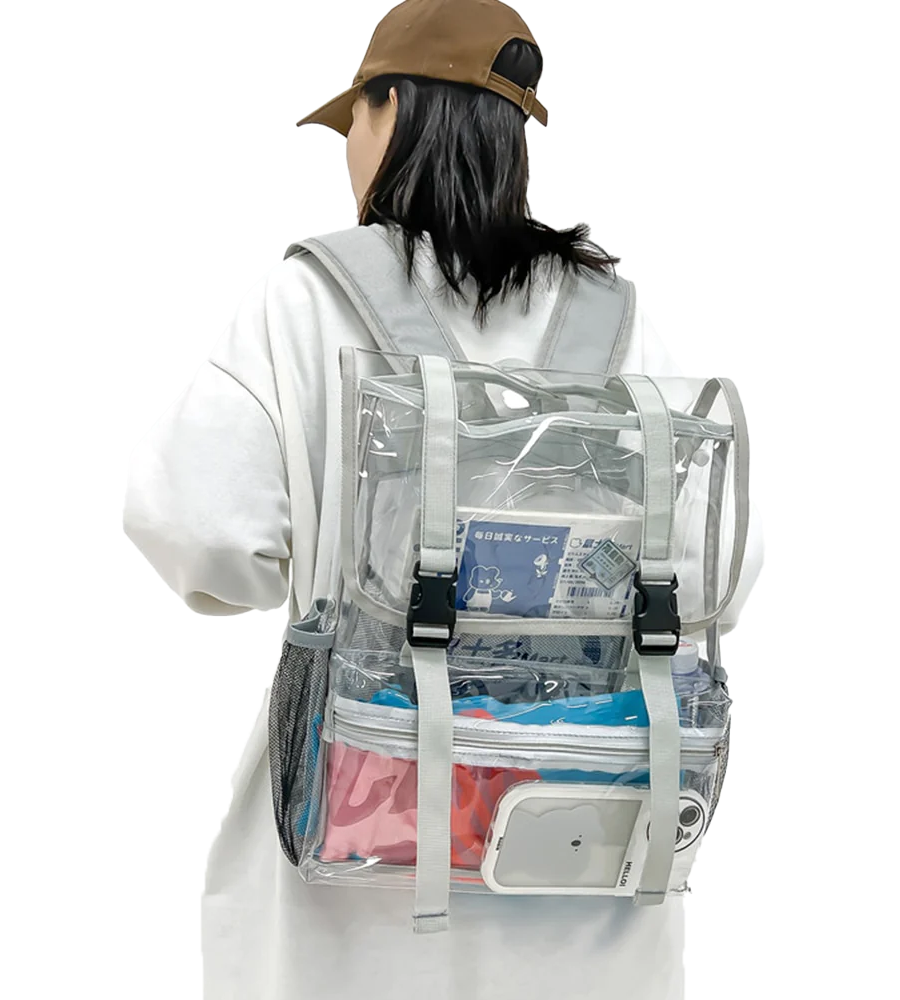 clear backpack  clear book bag  transparent backpack  transparent book bag